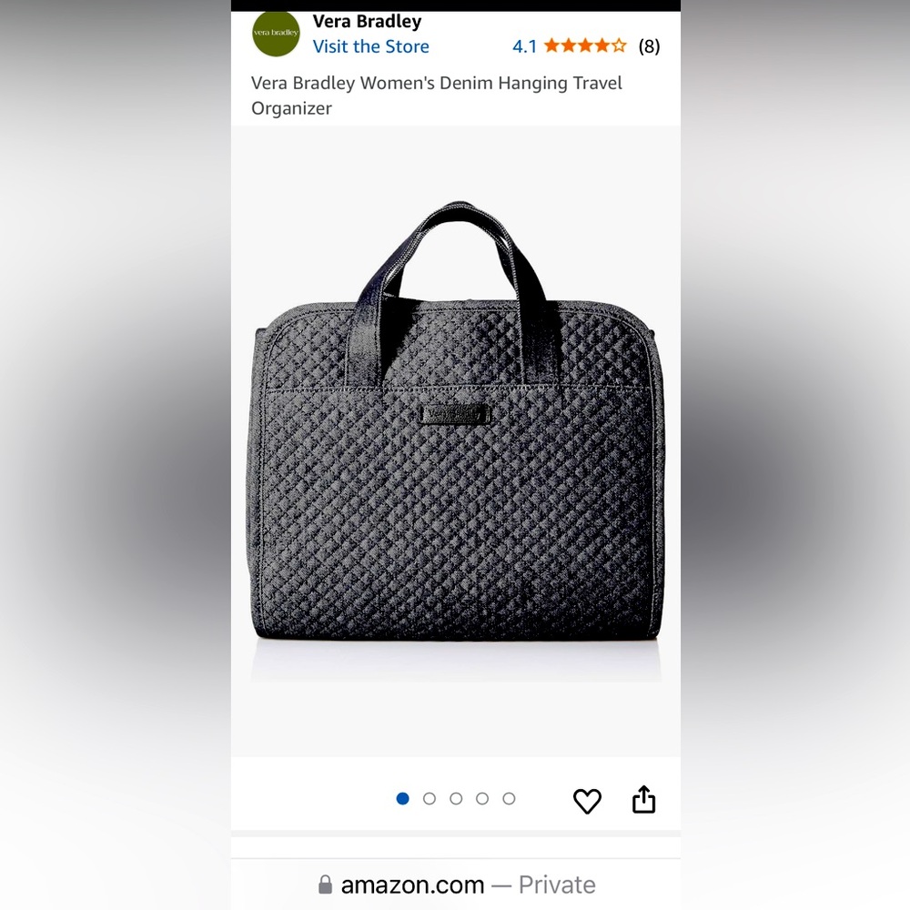 Vera Bradley hanging organizer, black